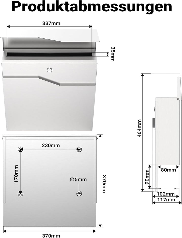 Moderner Design Briefkasten V19 Wandbriefkasten Post Edelstahl Zeitungsrolle Mailbox