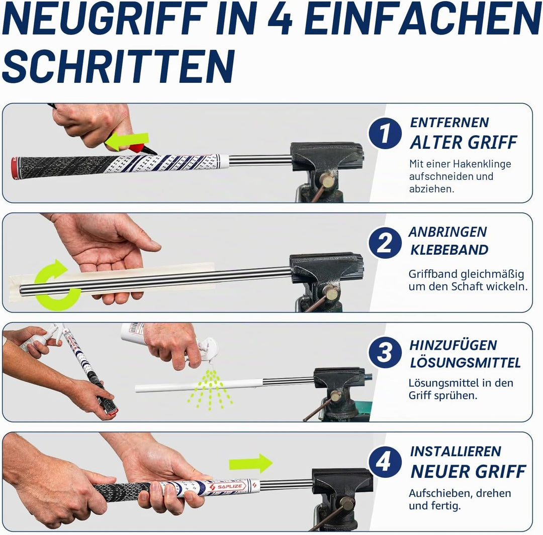 SAPLIZE Golfgriffe Set 13-teilig mit komplettem Regripping-Kit, Hybrid Golf Club Griffe aus Cord-Gum