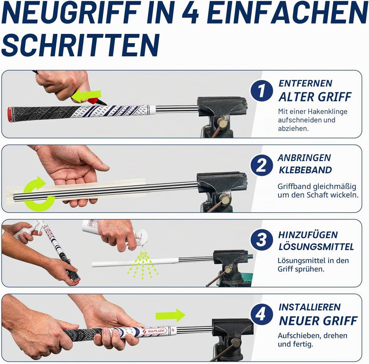 SAPLIZE Golfgriffe Set 13-teilig mit komplettem Regripping-Kit, Hybrid Golf Club Griffe aus Cord-Gum