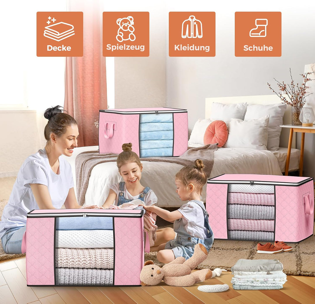 Budding Joy 6 Stück 90L Aufbewahrungstasche, Aufbewahrungsbox mit Deckel Grosse, Kleider Aufbewahrun