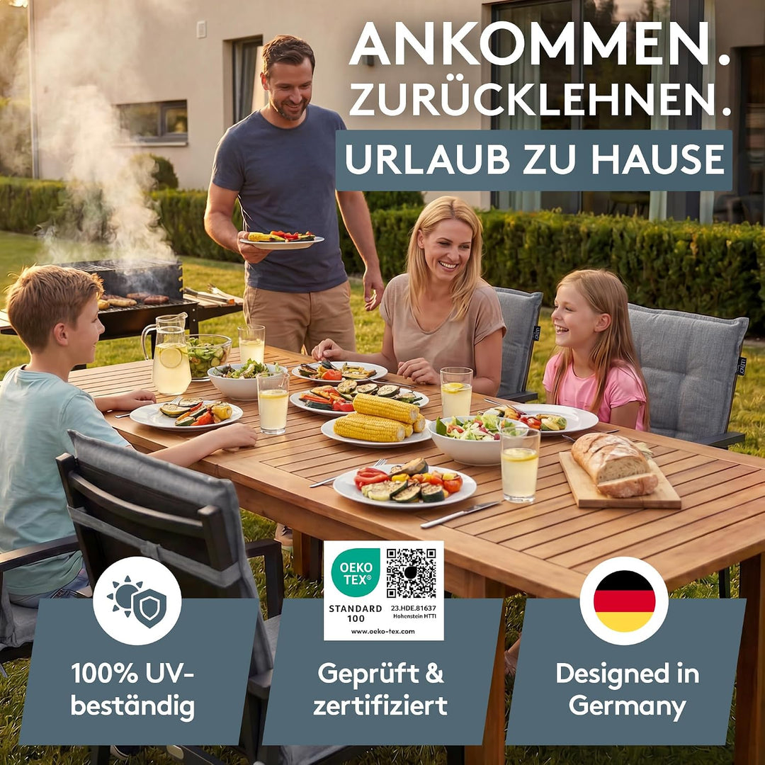 LILENO HOME Gartenstuhl Auflagen als [2er Set - Niedriglehner] in Grau Y - Bequeme Liegen als Sitzau