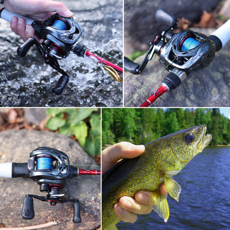 Sougayilang MAX Baitcasting Rolle 8.0:1 High Speed Gear Ratio Angelrolle 18LB Kohlefaser Drag Baitca