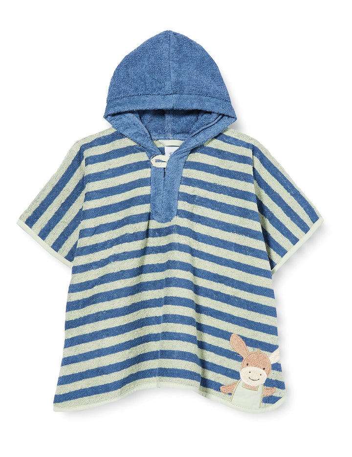 Sterntaler Baby Badeponcho mit Kapuze, Esel Emmilius, Einheitsgrösse, Baumwolle, Grün/Blau