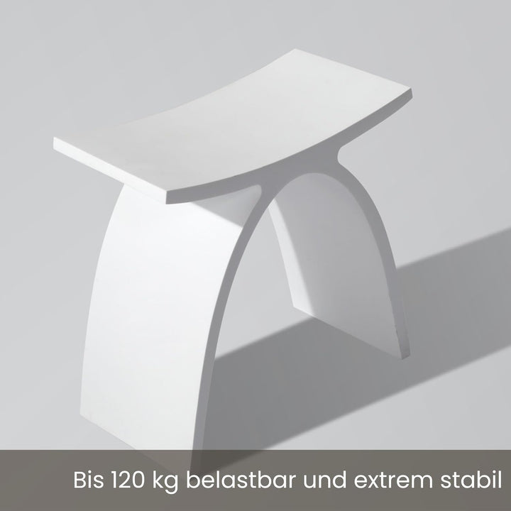 Badhocker Duschhocker Manhattan in Weiss Matt, Stilvoller Duschsitz aus hochwertigem Mineralguss, ro