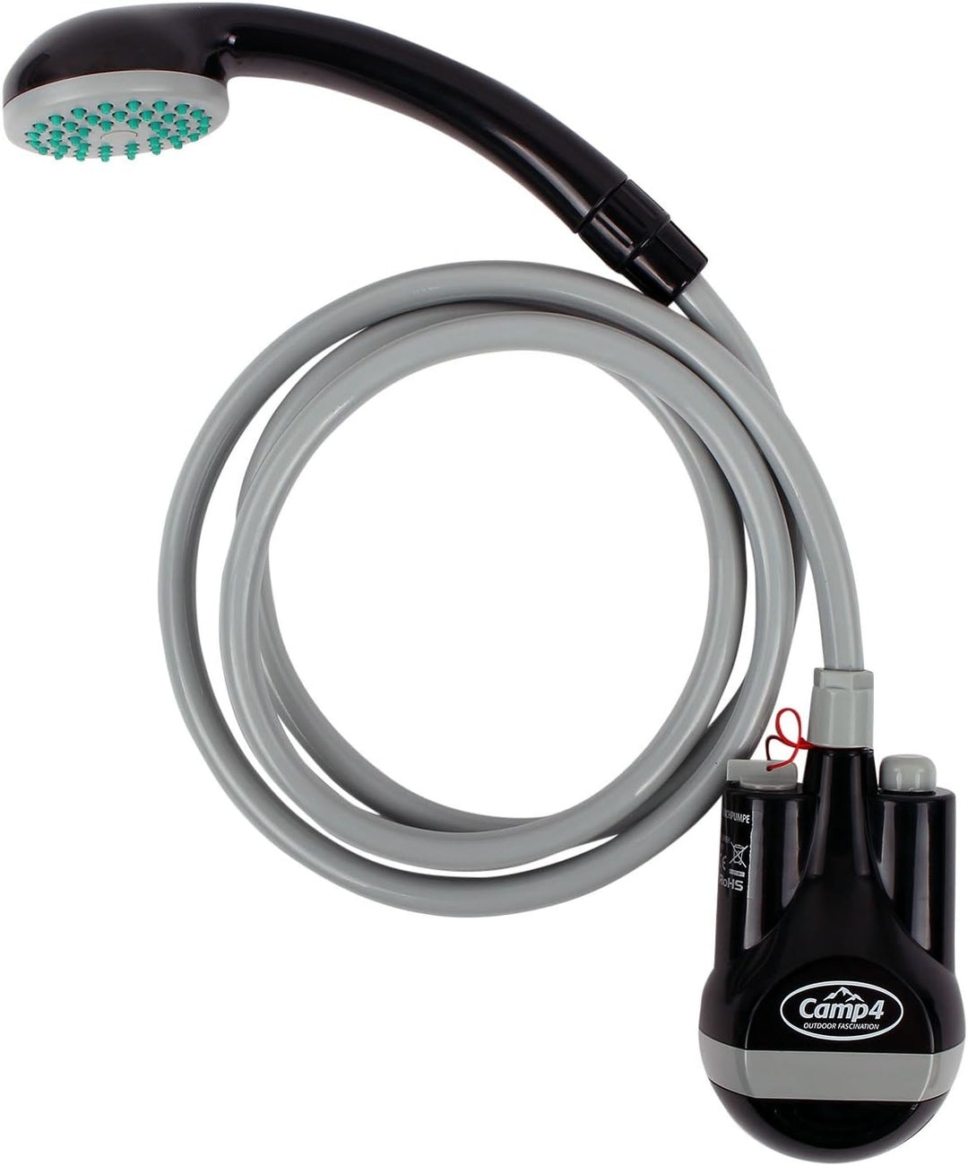 Akku Dusche Camping, 5 Volt USB, inkl. Tauchpumpe mit Filter, 2 Meter Schlauch, 60 cm USB-Ladekabel,