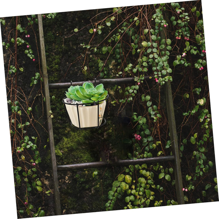 Garneck 2 Stück Hängende Blumentopfhalter Aus Metall Für Balkon Und Garten - Runder Blumenkasten Für
