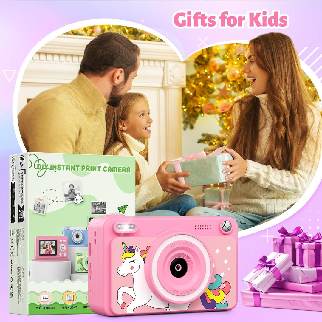 GREENKINDER Sofortbildkamera Kinder, 2.4 Zoll Bildschirm Kinderkamera Sofortbildkamera mit 32GB Kart