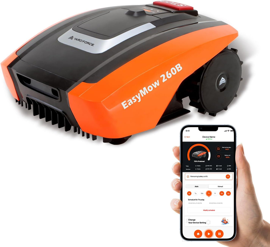 YARD FORCE Mähroboter EasyMow 260B bis zu 260 qm - Selbstfahrender Rasenmähroboter, einfache Bedienu