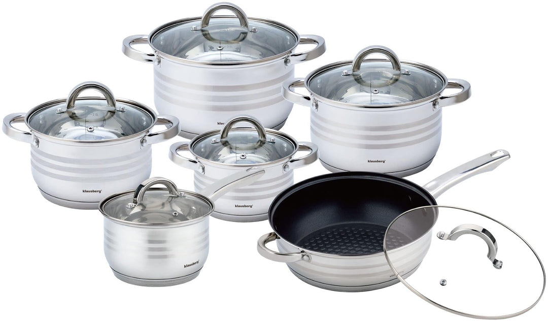 Teilig Edelstahl Kochtopf Set Topfset mit Glasdeckel Topfe Induktion KLAUSBERG 10 TEILIG, 10 TEILIG