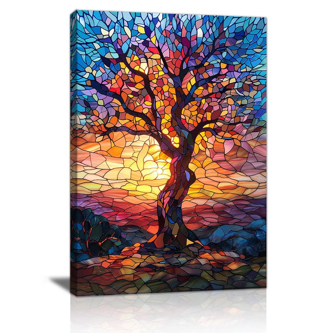 FajerminArt Abstrakt Mit Rahmen Leinwand Wandbilder, Bunt Baum Des Lebens leinwand bilder gedruckt a