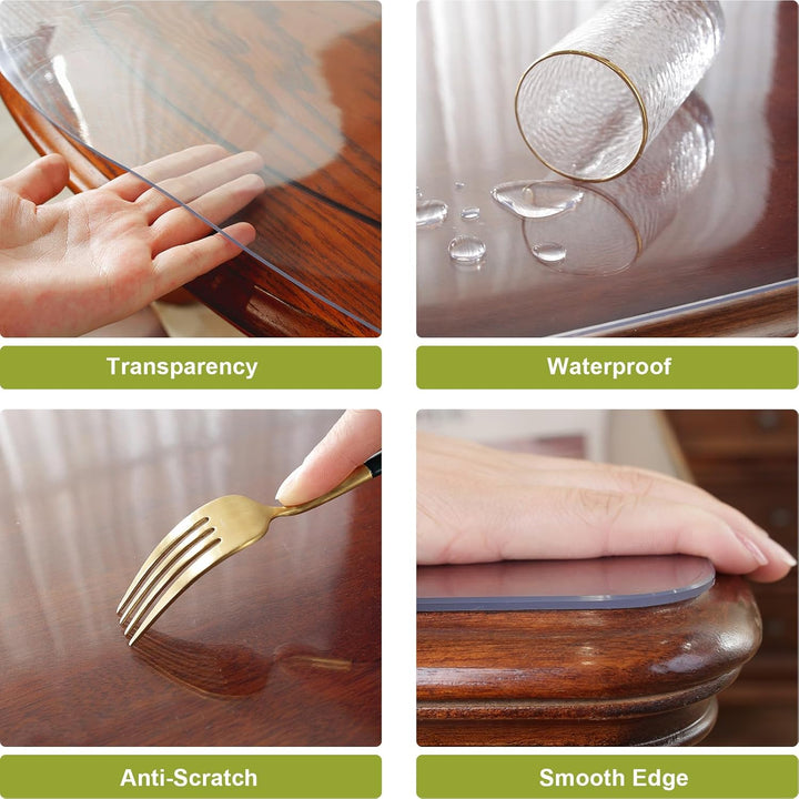 Tischfolie transparent 2mm, 45 x 100cm Transparente Tischdecke Tischschutz, Wasserdicht PVC Schreibt