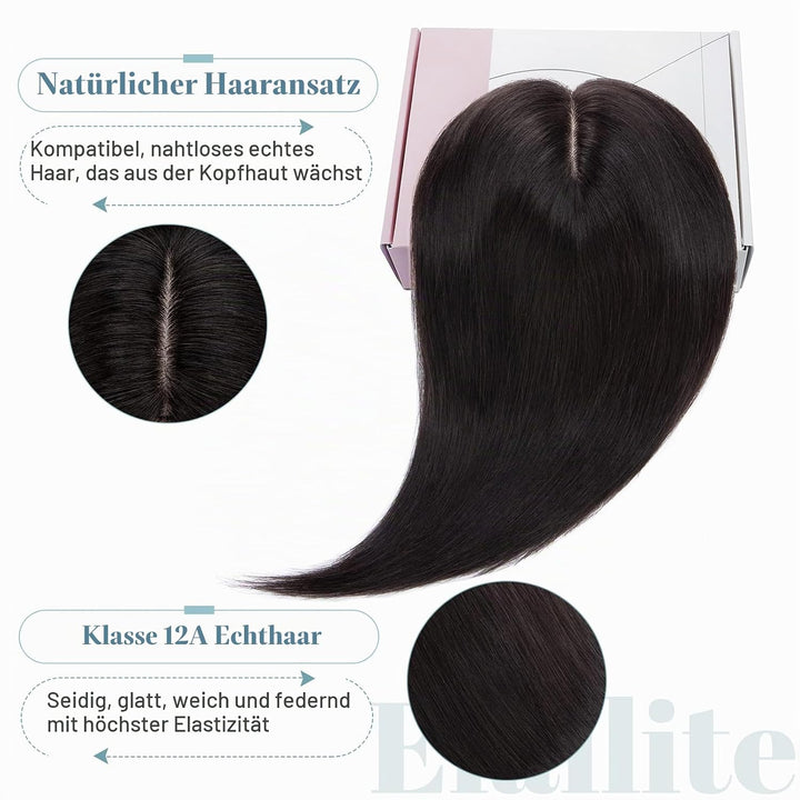 Elailite Haarteil Echthaar Topper Clip in Toupet Frauen Seide Basis Clip in Extensions Haarverlänger