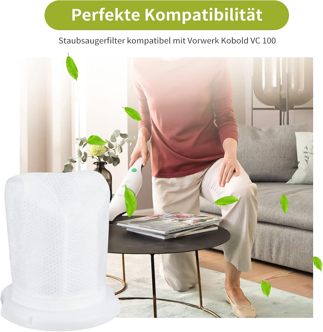 6 Stück Filter für Vorwerk Kobold VC100 Akku Staubsauger VC 100 Schmutzfilter Ersatzfilter für Vorwe