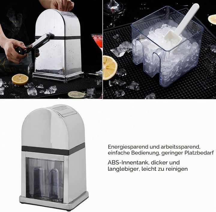 Manueller Eiszerkleinerer, Eisrasierer und Schneekegelmaschine, Tragbarer Handkurbel Eiszerkleinerer