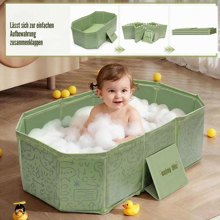 Faltbare Babybadewanne mit Ablaufstopfen, 75 × 45 cm – Platzsparende, rutschfeste Badewanne für Neug