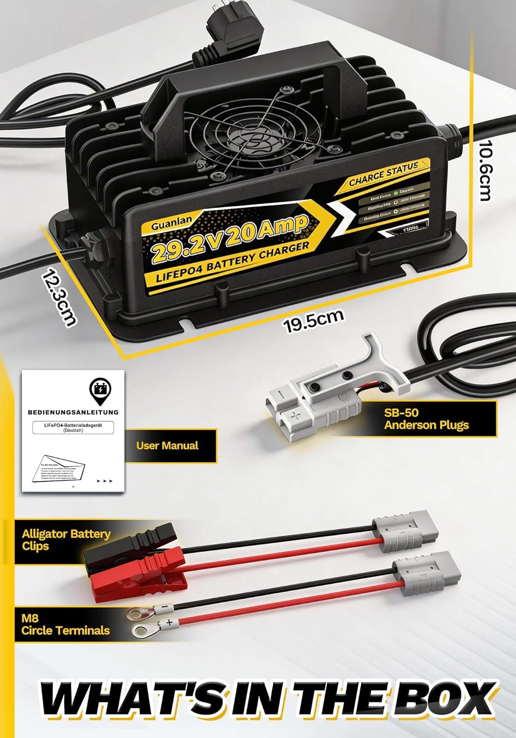 29,2V 20A Lithium Batterie Ladegerät für 24V(25,6V) LiFePO4 Batterie, 24V AC-DC Lithium LiFePO4 Batt