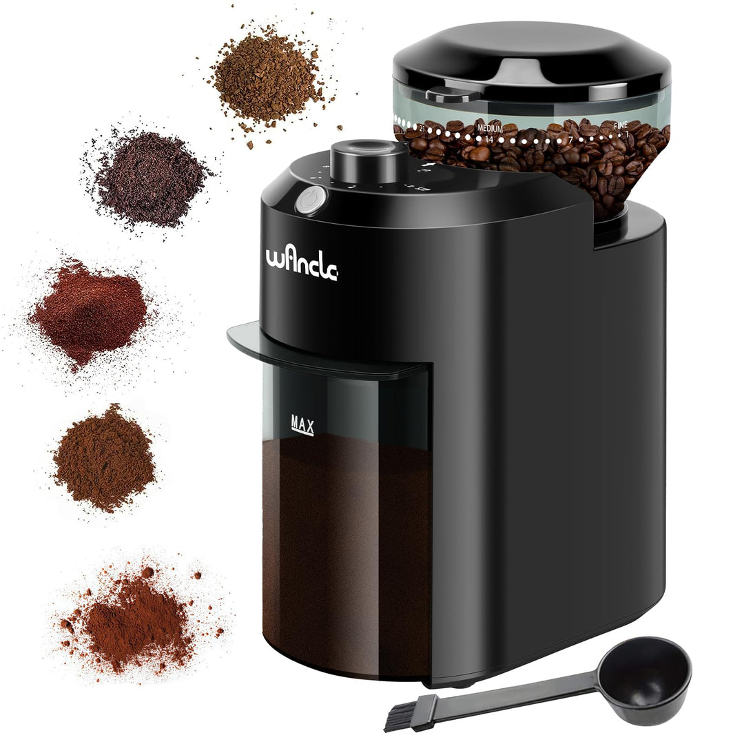 Wancle Elektrische Kaffeemühle - Einstellbarer scheibenmahlwerk kaffeemühle für Kaffeebohnen mit 28