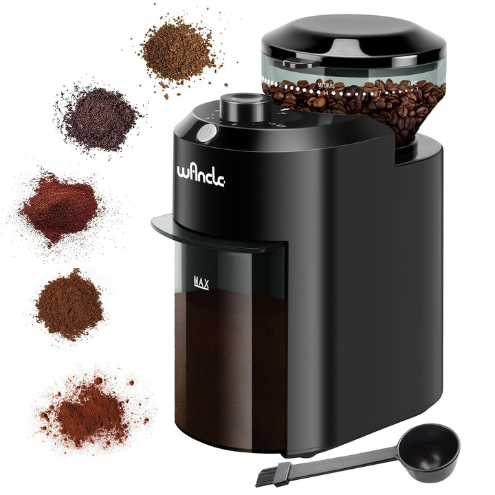 Wancle Elektrische Kaffeemühle - Einstellbarer scheibenmahlwerk kaffeemühle für Kaffeebohnen mit 28