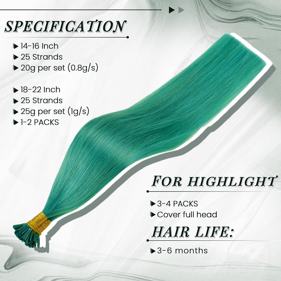 RUNATURE Teal Bonding Extensions Echthaar Teal I Tip Echthaar Extensions Bonding Keratin Haarverlang