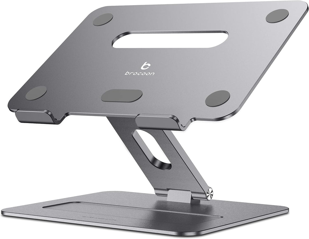 brocoon Verstellbarer MacBook-Ständer für Schreibtisch, ergonomische Aluminium-Laptoperhöhung mit Wä