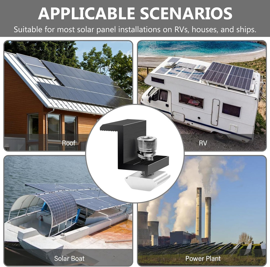 Solarmodulhalterung Endklemmen 30mm Schwarz: 10 Stück PV-Halterung, Aluminium-Befestigung für Dach,