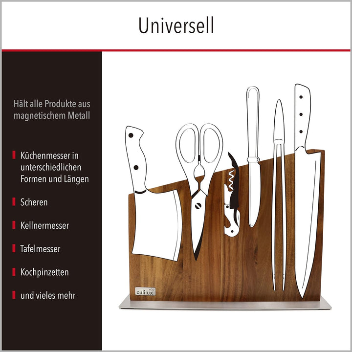 CULILUX Gourmet magnetischer Messerblock XL beidseitig für bis zu 14 Messer mit Klingen bis 25 cm au