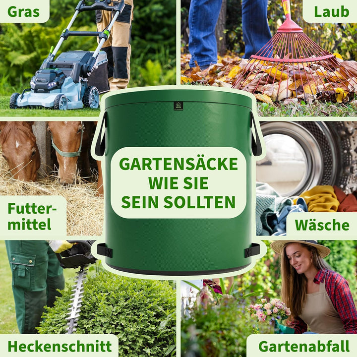 TTL Garden 3x 272L SUPER SOLID Gartensack grün - DOPPELTER BODEN 2x200 gsm extra stabil & reissfest