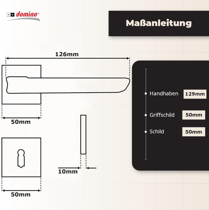 domino Türgriff ELIZA-QR M6 BB-Buntbart Drückergarnitur für Zimmertüren Türdrücker-Set Rosetten-Garn