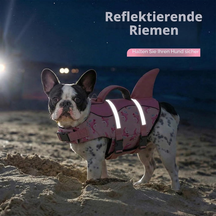 AOFITEE Schwimmweste Hund Mittel, Hoher Auftrieb Hundeschwimmweste Hai, Verstellbar &amp; Ripstop Rettun