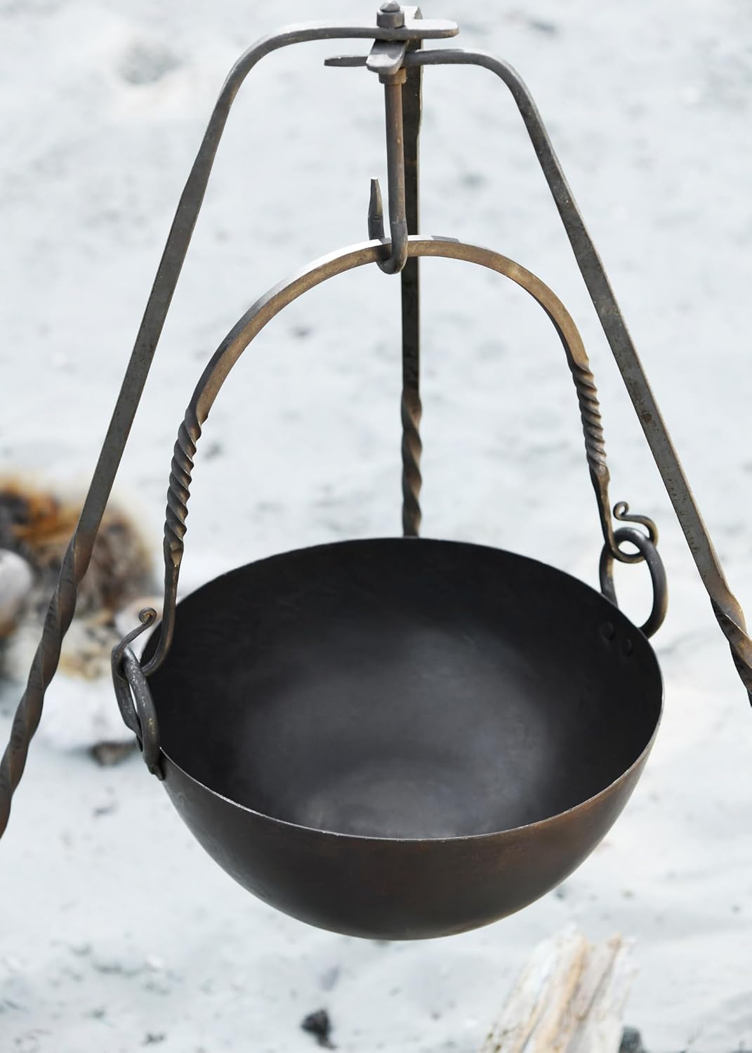 Runder Lagertopf aus Stahl Gulaschkessel Mittelalter Lagerleben LARP Wikinger Topf Lagerküche 2,5 Li