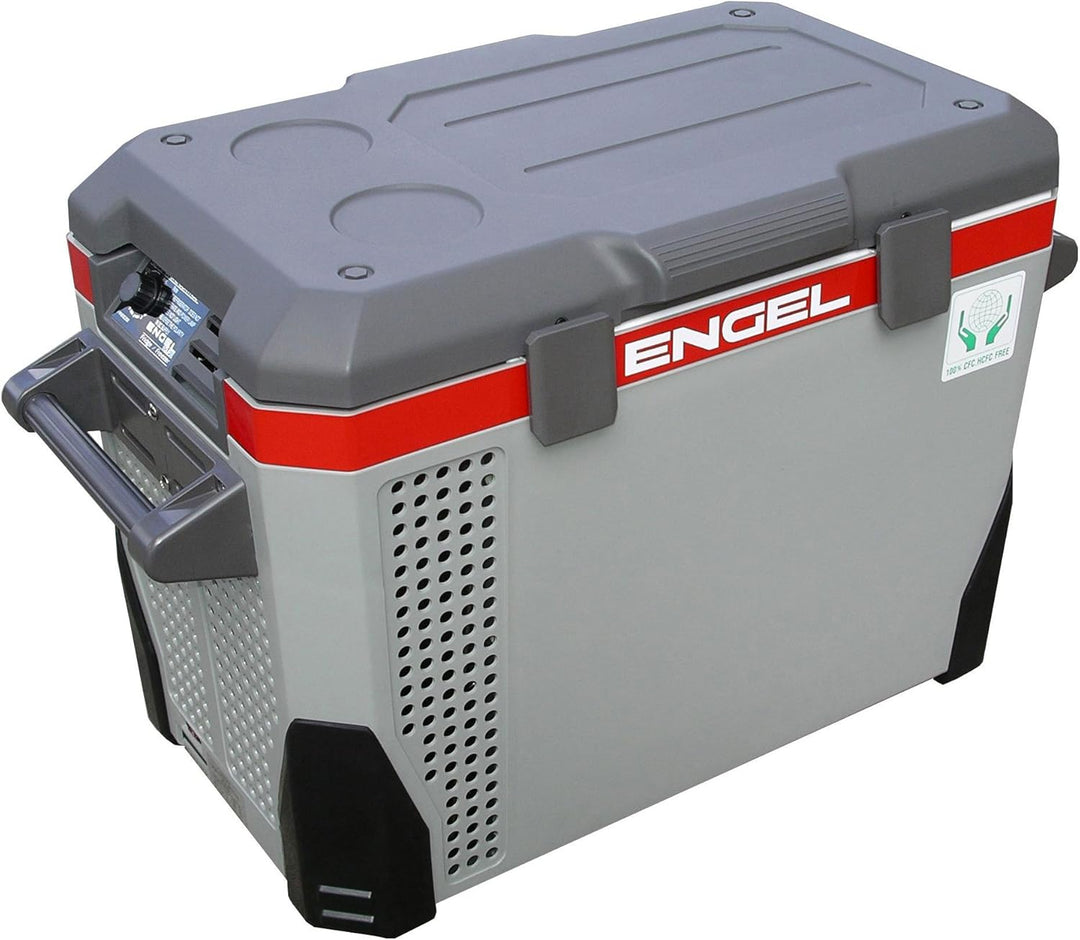Engel SAWMR040F-G3 Kühlbox MR040 12/24/230V, Hellgrau - Dunkelgrau - Roter Streifen