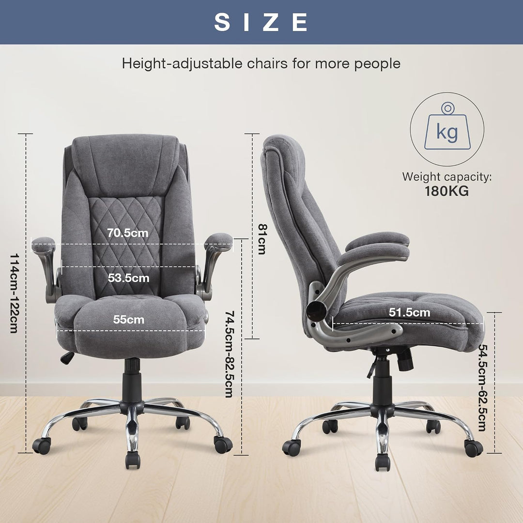 Bosmiller Ergonomischer Bürostuhl 180KG Verstellbare Schreibtischstuhl mit Hoher Rückenlehne und Bre
