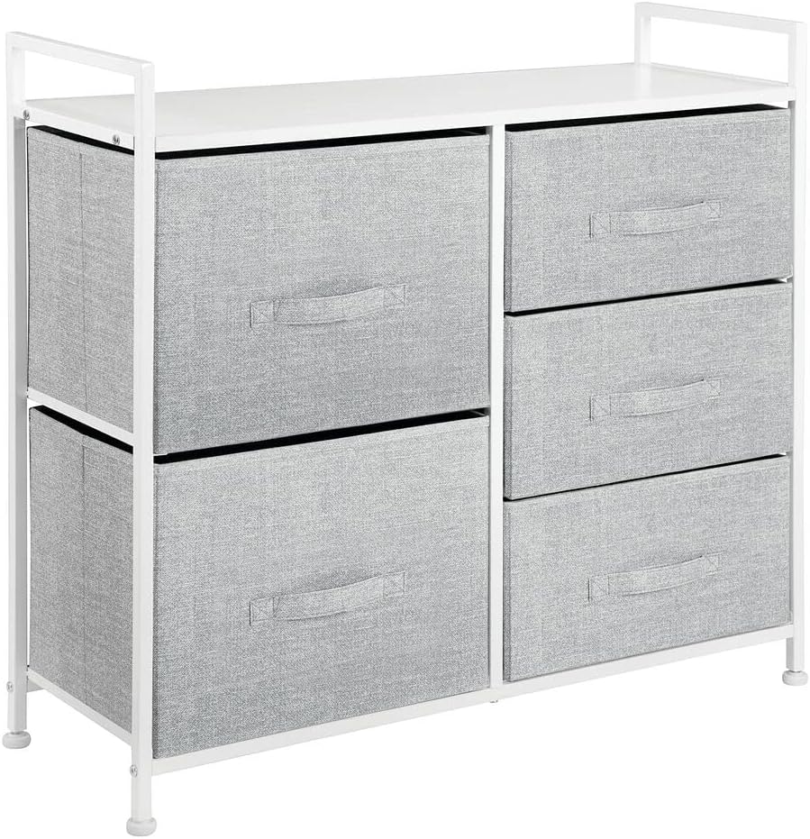 mDesign Kommode aus Stoff – schmaler Schrank Organizer mit 5 Schubladen – praktisches Aufbewahrungss