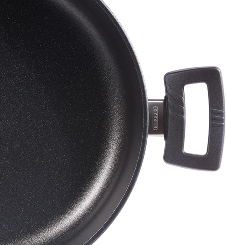Eurolux Guss-Schmortopf Ø 20 cm - ca. 3.0 Liter - kleiner 10 cm flacher Bratentopf Aluguss mit Antih