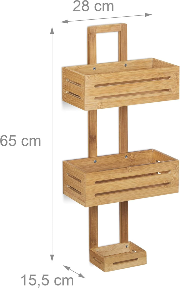 Relaxdays Duschregal Bambus H x B x T: 65 x 28 x 15,5 cm Duschablage aus Holz als Hängeregal Dusche