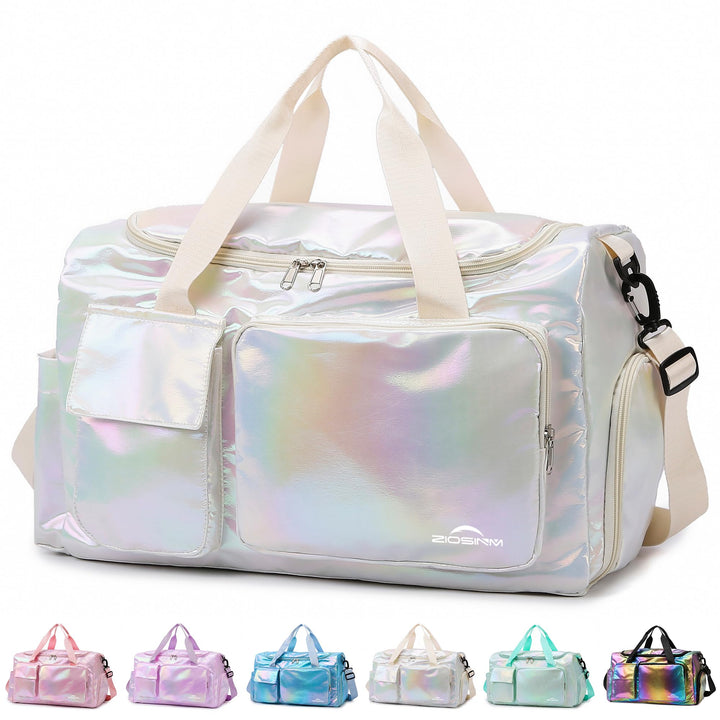ZIOISNM Sporttasche Damen mit Schuhfach und Nassfach, Reisetasche Damen Glitzer Gym Bag saunatasche