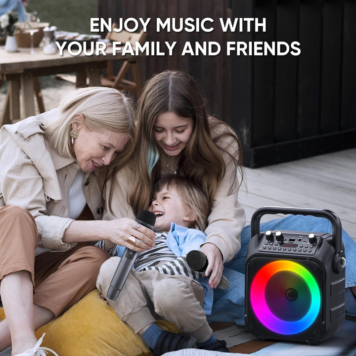 Wowstar Tragbare Karaoke Maschine mit 2 kabellose Mikrofone, Bluetooth Lautsprecher Box für Erwachse