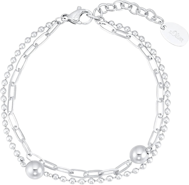 s.Oliver Armband Edelstahl Damen Armschmuck, 17+3 cm, Silber, Kommt in Schmuck Geschenk Box, 2031475