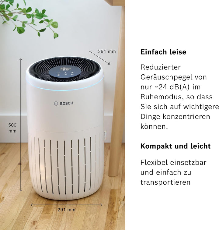 Bosch Air 4000i App-gesteuerter Luftreiniger - Für Räume bis zu 62,5 m² - Entfernt Schadstoffe - Mit