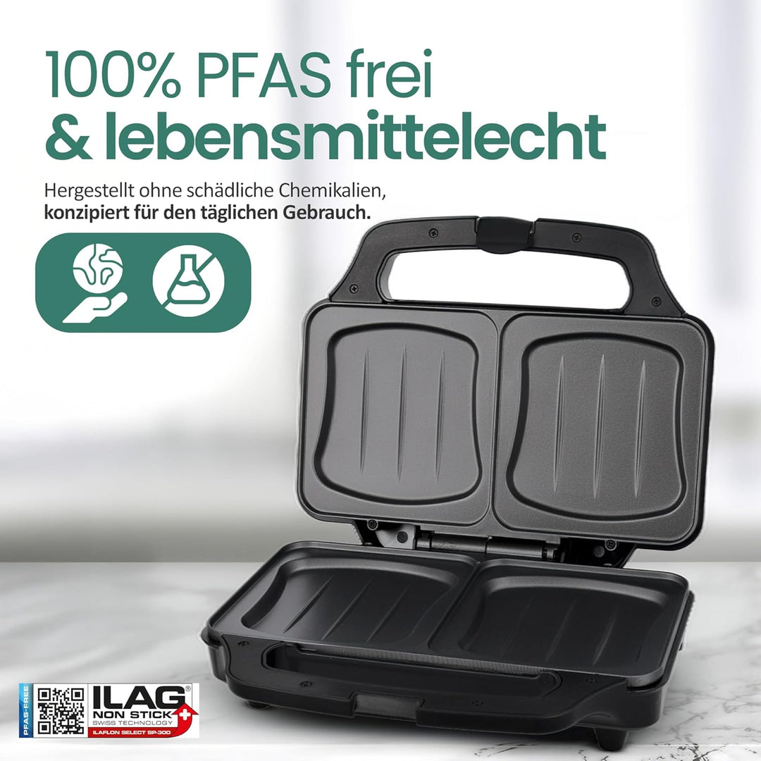 Emerio XXL Sandwichtoaster für alle Toastgrössen geeignet, BPA frei, grosse Muschelform, leicht zu r