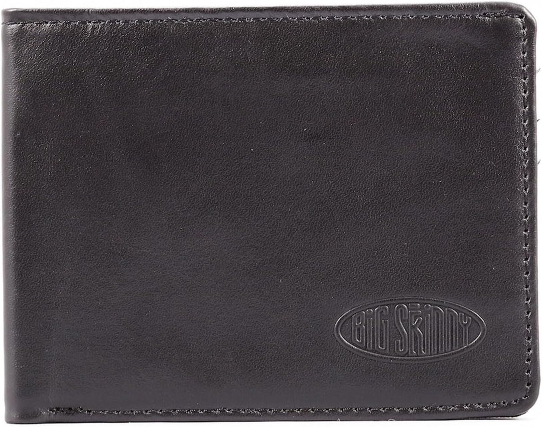 Big Skinny Herren Slim Line Leder Bi-Fold Slim Wallet für bis zu 25 Karten Schwarz, Schwarz