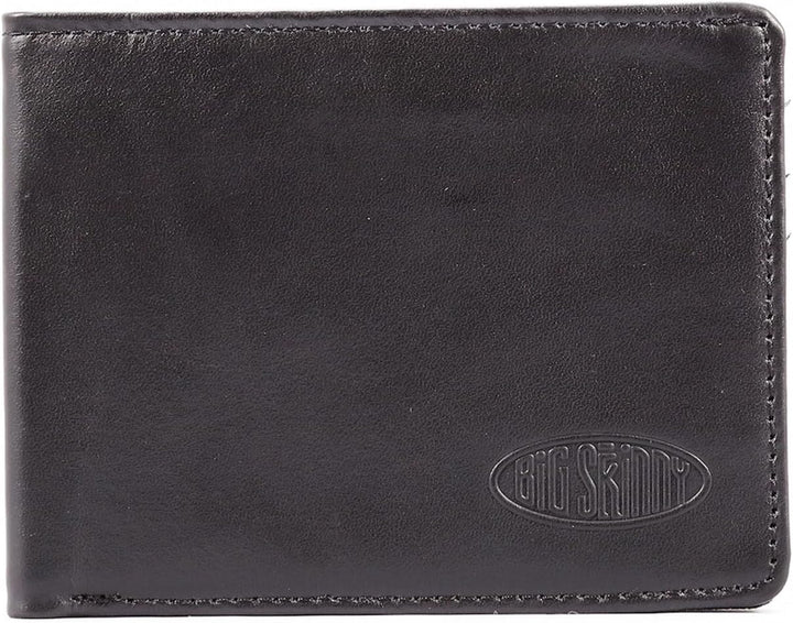 Big Skinny Herren Slim Line Leder Bi-Fold Slim Wallet für bis zu 25 Karten Schwarz, Schwarz