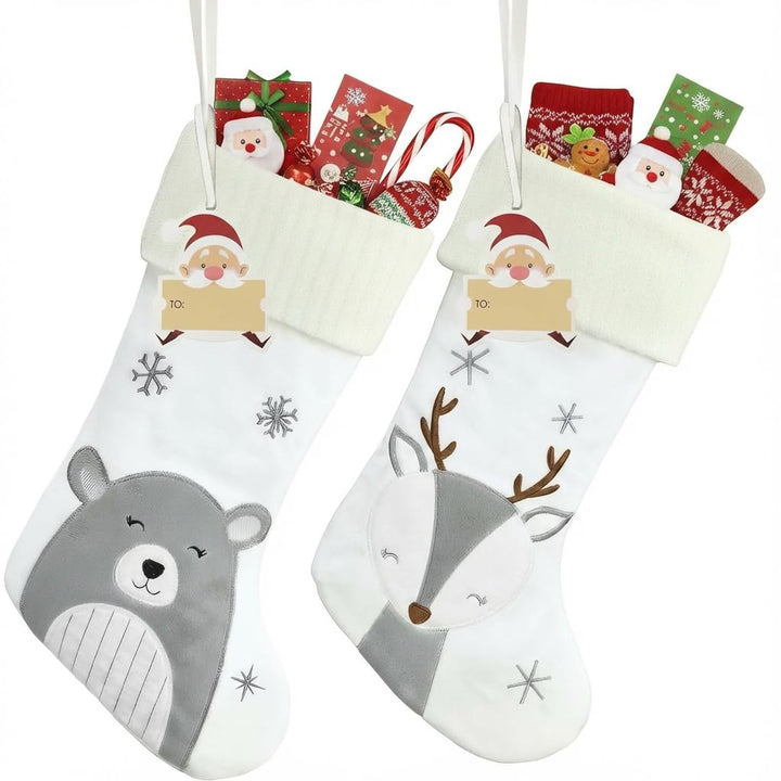VALERY MADELYN Weihnachtsstrumpf 46cm für Weihnachtsdeko,2er Kinder Nikolausstiefel zum Befüllen,Gro