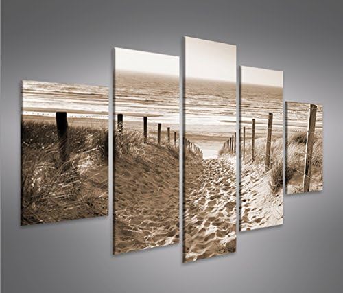 islandburner Bild Bilder auf Leinwand Weg zum Meer Sepia Nordseestrand MF XXL Poster Leinwandbild Wa