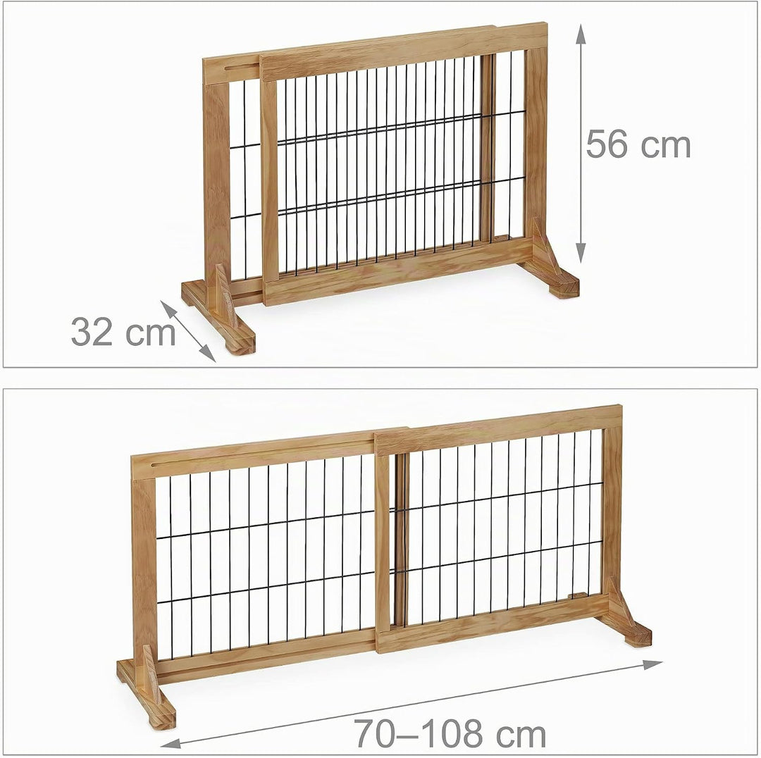 Relaxdays Absperrgitter, ausziehbares Schutzgitter, Treppe &amp; Tür, HxB: 56x70-108 cm, freistehend, Ki