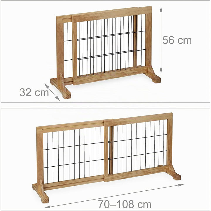 Relaxdays Absperrgitter, ausziehbares Schutzgitter, Treppe &amp; Tür, HxB: 56x70-108 cm, freistehend, Ki