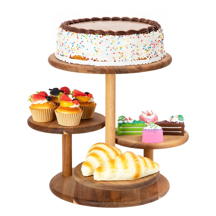 Etagere Tortenständer/Cupcake Ständer aus Holz 4 Etagen | Desser Halter Turm Serviertablett mit mehr