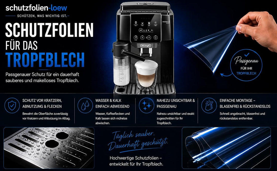 5 x Schutzfolie für Tassenablage DeLonghi Magnifica Start 220.20 | 220.31 | 220.50 | 220.60 | 222.60