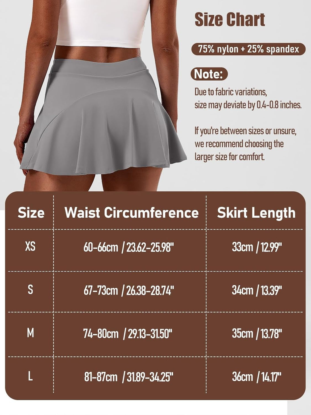 GroYolan Tennisrock Damen Hohe Taille Skort Plissierter Sportrock mit Innenhose und Taschen Minirock