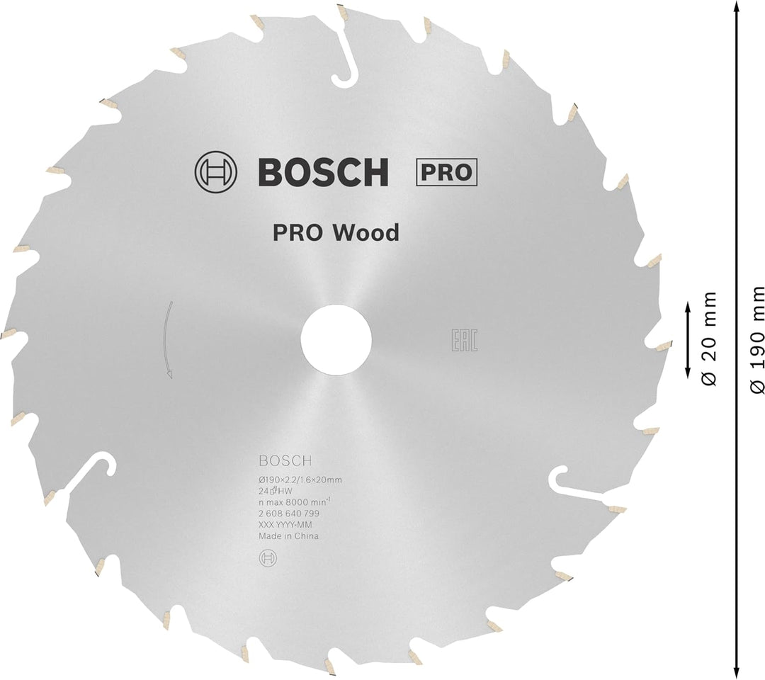 Bosch 1x PRO Wood Kreissägeblatt für Akku-Handkreissägen (für Weichholz, Hartholz, Ø mm, Professiona